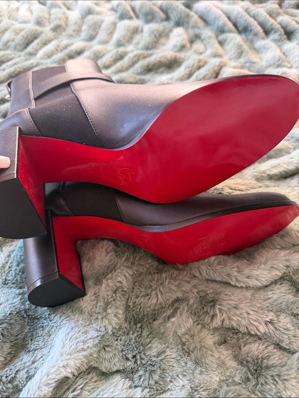 Christian Louboutin Black Mid-Calf Leather Heeled Boots - Picture 4 of 7